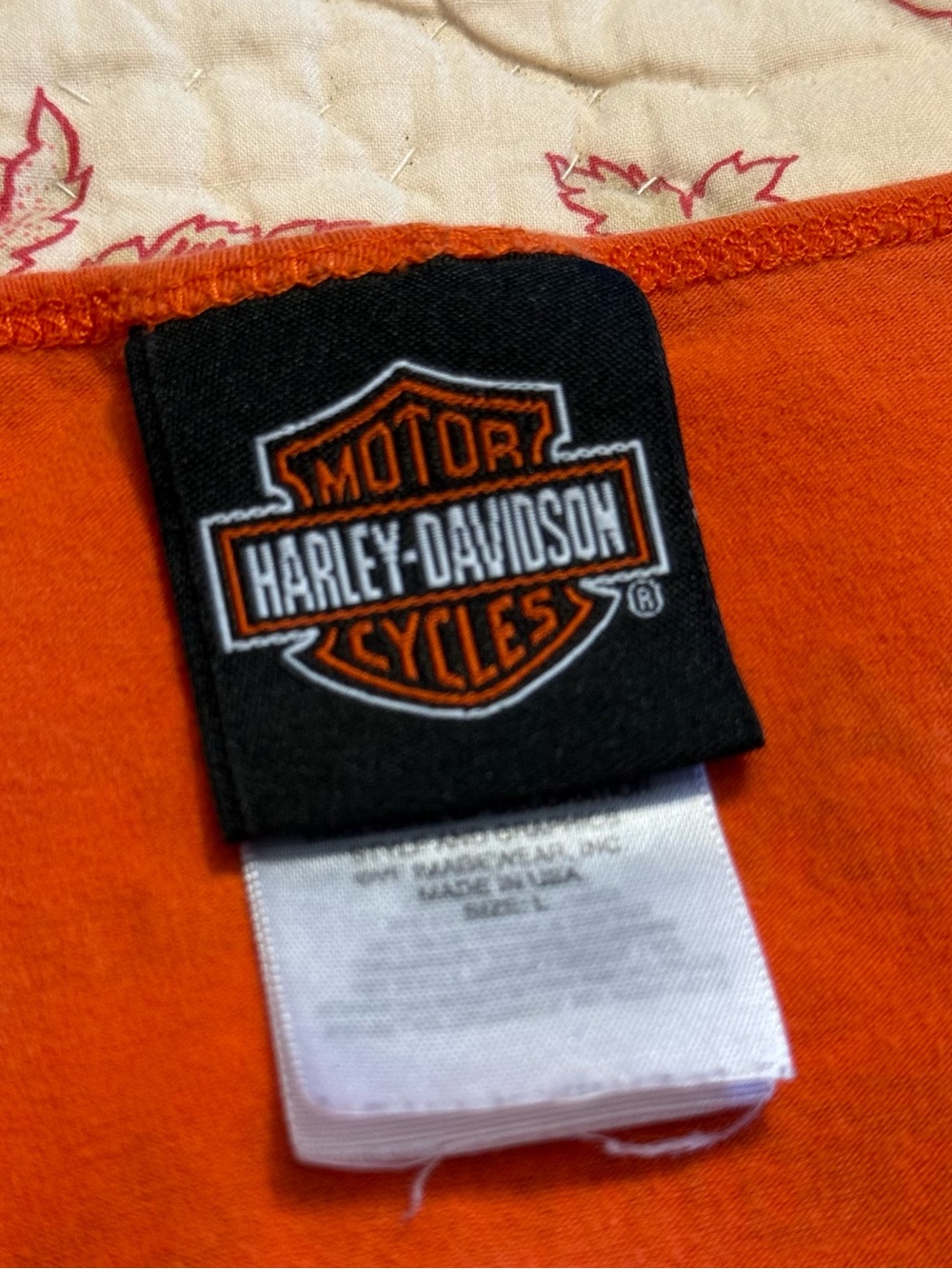 Y2K 2000s Adorable Harley-Davidson Orange Logo Spaghetti-Strap Camisole - Picture 6 of 9